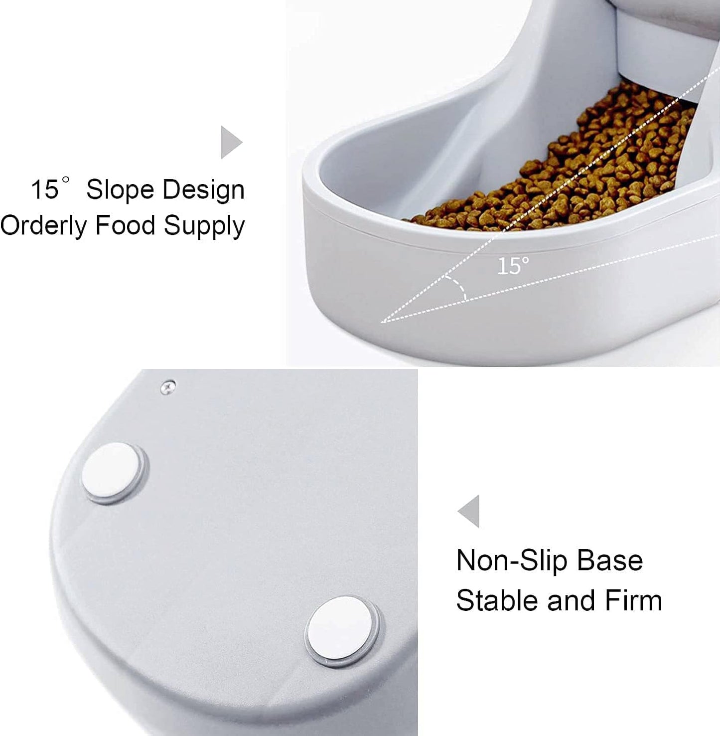 Automatic Cat Feeder and Dog Water Dispenser,Pet Food Bowl, Gravity Food Feeder and Waterer Set for Small Medium Dog Puppy Kitten, Large Capacity 1 Gallon X 2 (Grey)