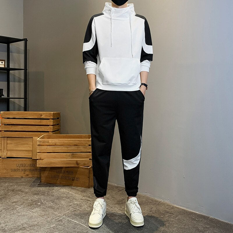 Sweatshirts Set Men Winter Warm Fashion 2023 Men'S Jogger Tracksuit Solid Stand Collar Sweatshirt Casual 2 Pieces Sports Suits