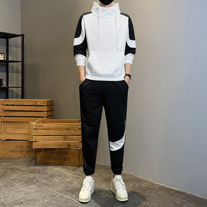 Sweatshirts Set Men Winter Warm Fashion 2023 Men'S Jogger Tracksuit Solid Stand Collar Sweatshirt Casual 2 Pieces Sports Suits