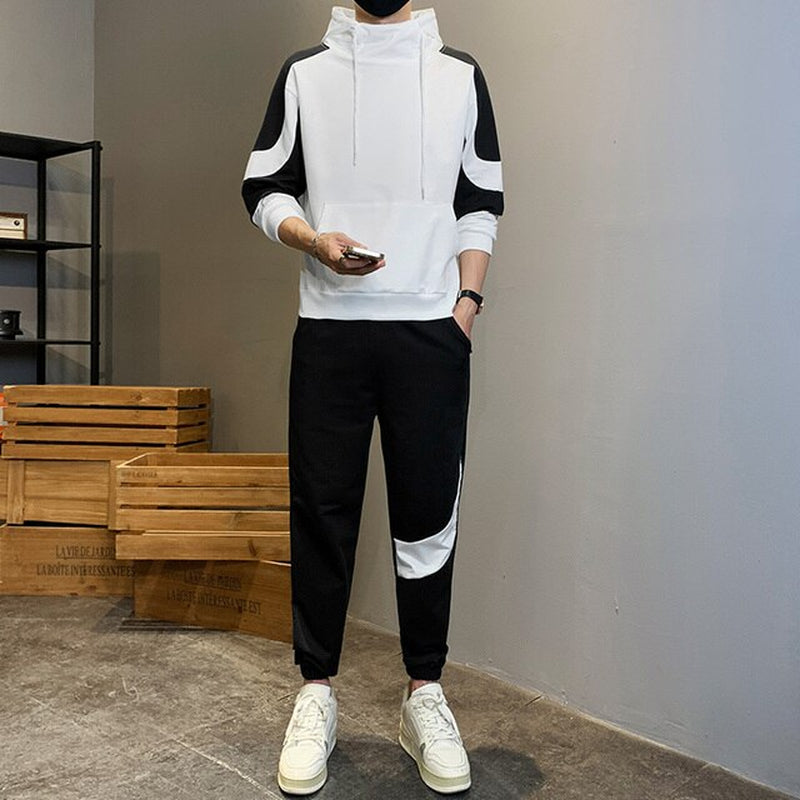 Sweatshirts Set Men Winter Warm Fashion 2023 Men'S Jogger Tracksuit Solid Stand Collar Sweatshirt Casual 2 Pieces Sports Suits