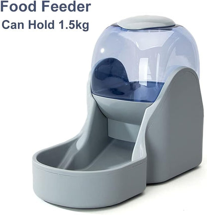 Automatic Cat Feeder and Dog Water Dispenser,Pet Food Bowl, Gravity Food Feeder and Waterer Set for Small Medium Dog Puppy Kitten, Large Capacity 1 Gallon X 2 (Grey)