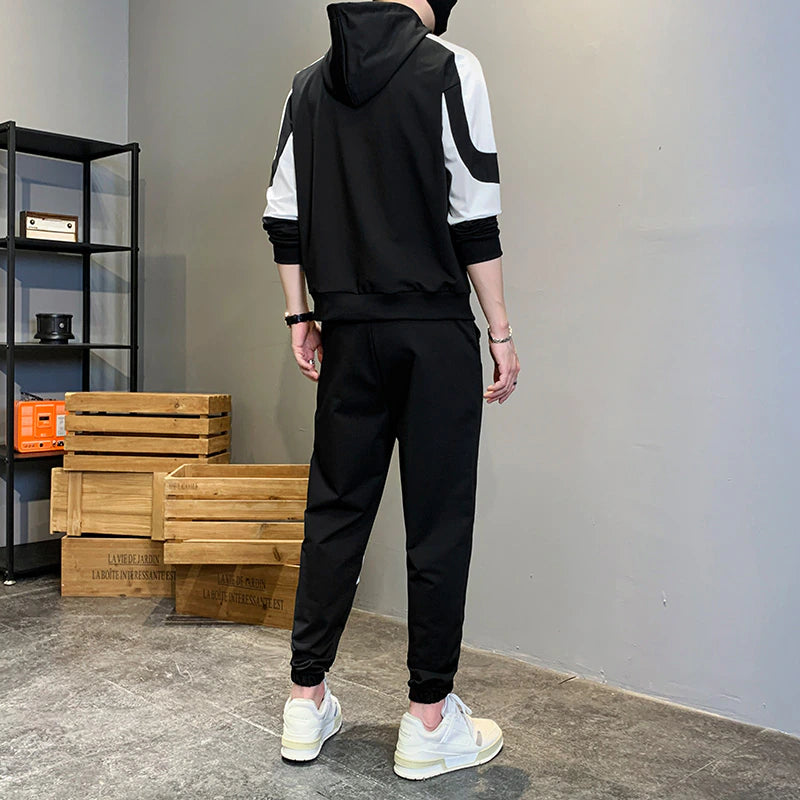 Sweatshirts Set Men Winter Warm Fashion 2023 Men'S Jogger Tracksuit Solid Stand Collar Sweatshirt Casual 2 Pieces Sports Suits