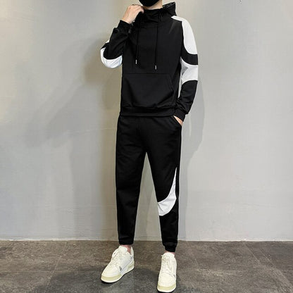 Sweatshirts Set Men Winter Warm Fashion 2023 Men'S Jogger Tracksuit Solid Stand Collar Sweatshirt Casual 2 Pieces Sports Suits